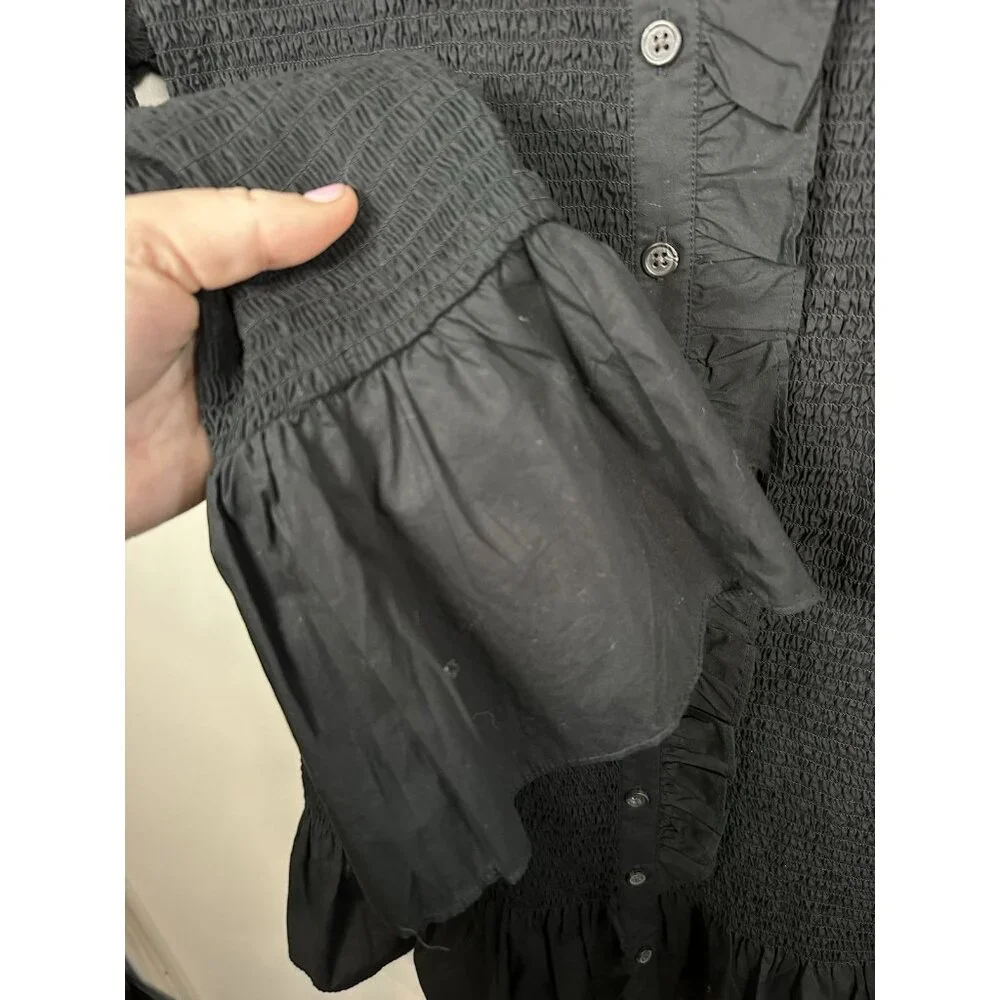 J. Crew Factory Black Textured Ruffle Mini Dress - Picture 4 of 11